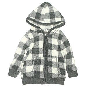Cozii USA Baby/Toddler Gray & White Plaid Zip-Up Hoodie Sweatshirt 12M/18M NWT